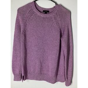 J. Crew Long‎ Sleeve Sweater Metallic Purple Pullover Womens Sz M